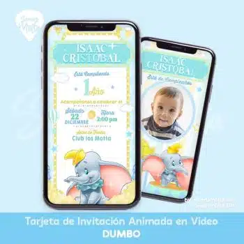 TARJETA INVITACIÓN DUMBO ELEFANTE