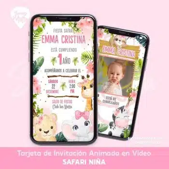 TARJETA INVITACION SAFARI NIÑA