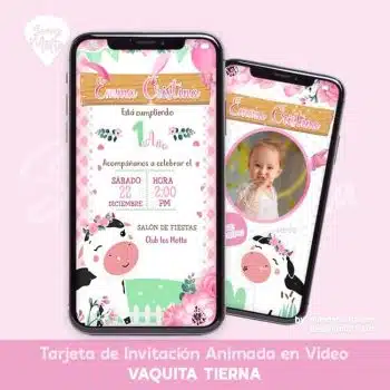 TARJETA DE INVITACIÓN DE VACA GRANJA