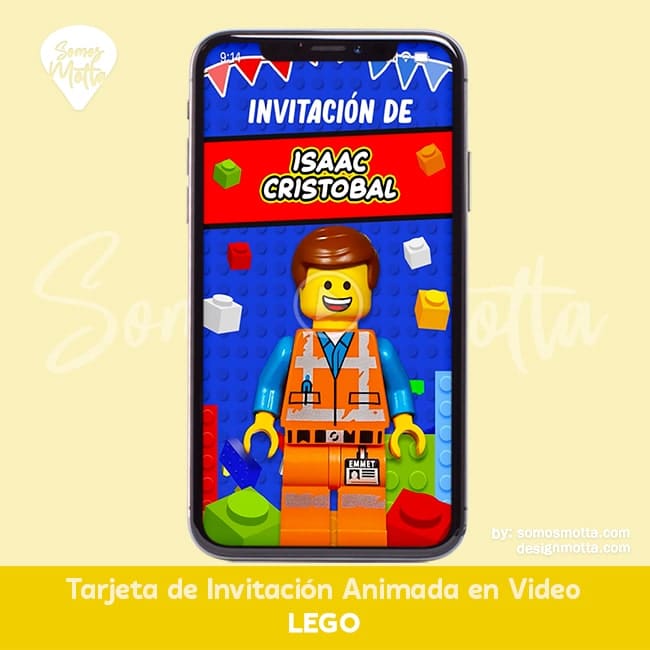 TARJETA DE INVITACIÓN LEGO