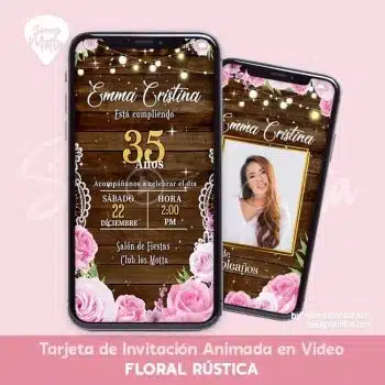 TARJETA DE INVITACIÓN FLORAL RUSTICA