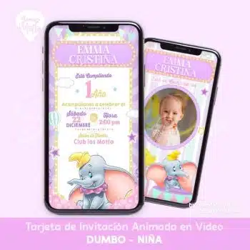 INVITACIÓN ANIMADA DUMBO NIÑA