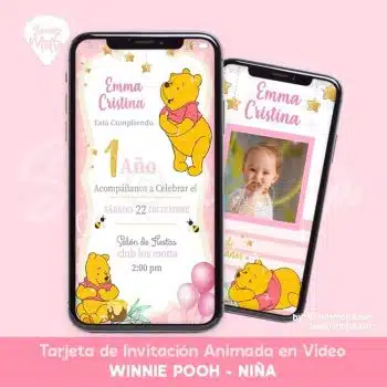 TARJETA DE INVITACIÓN WINNIE POOH NIÑA