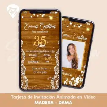 INVITACIÓN PARA DAMA EN MADERA