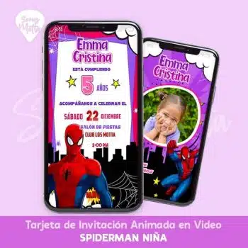 TARJETA INVITACIÓN SPIDERMAN NIÑA