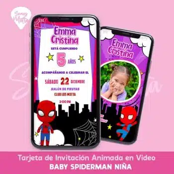 INVITACIÓN BABY SPIDERMAN NIÑA