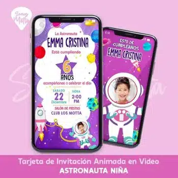 VIDEO INVITACIÓN ASTRONAUTA NIÑA