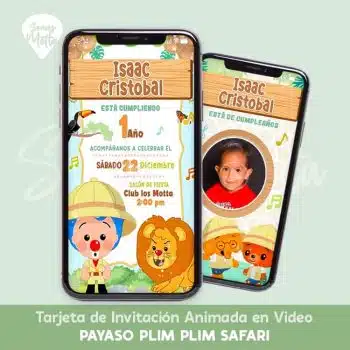 Invitacion payaso plim plim safari