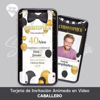 TARJETA INVITACIÓN CABALLERO ELEGANTE