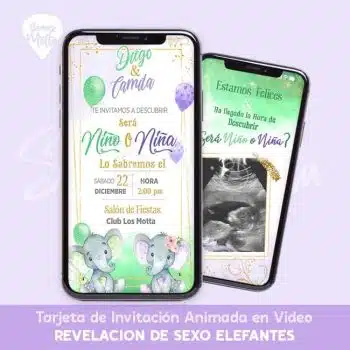 INVITACIÓN GENDER REVEAL ELEFANTES