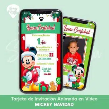 TARJETA INVITACIÓN MICKEY NAVIDAD