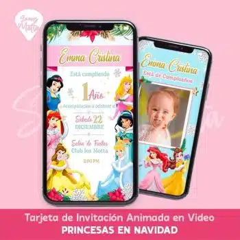 INVITACIÓN PRINCESAS DISNEY NAVIDAD