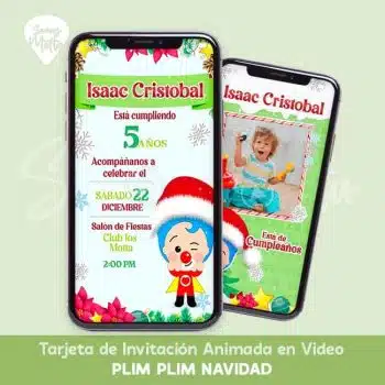 INVITACIÓN CUMPLEAÑOS PLIM PLIM NAVIDAD