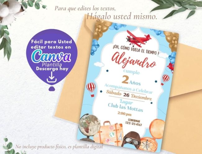 INVITACIÓN DE CUMPLEAÑOS AVIADOR