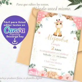 CUMPLEAÑOS DE JIRAFA INVITACIÓN