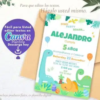 INVITACIÓN DE CUMPLEAÑOS DINOSAURIOS BEBÉ