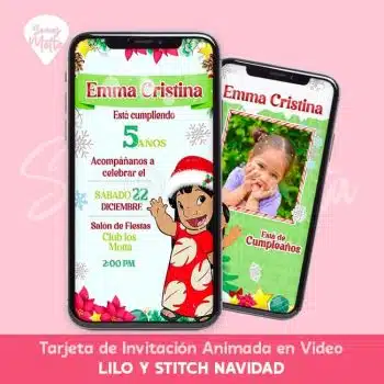 LILO Y STITCH INVITACIÓN NAVIDAD