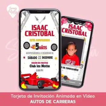 INVITACIÓN CUMPLEAÑOS AUTOS DE CARRERAS