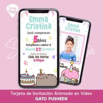 INVITACIÓN CUMPLEAÑOS GATO PUSHEEN