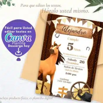 CUMPLEAÑOS DE CABALLOS INVITACIÓN EDITABLE