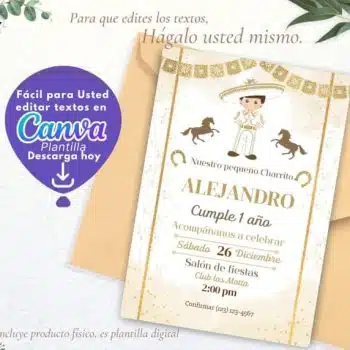 CUMPLEAÑOS CHARRITO INVITACIÓN EDITABLE