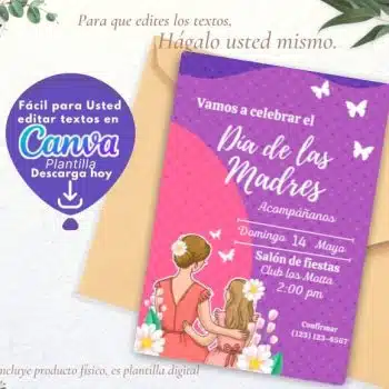 TARJETA EDITABLE PARA CELEBRAR A MAMÁ