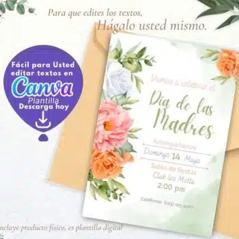 TARJETA EDITABLE DIA DE LAS MADRES INVITACIÓN