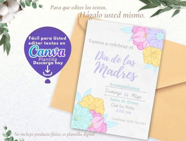 TARJETA EDITABLE CELEBRAR DÍA DE LAS MADRES