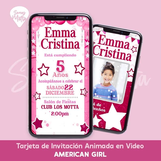 Videotarjeta INVITACIÓN personalizada CUMPLEAÑOS AMERICAN GIRL