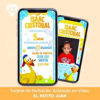 Servicio de personalización de videotarjeta de INVITACIÓN CUMPLEAÑOS EL PATITO JUAN