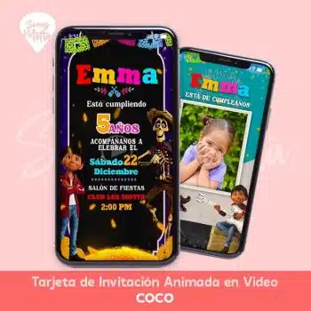 Servicio de personalización de videotarjeta de INVITACIÓN DE CUMPLEAÑOS DE COCO disney