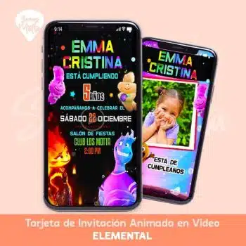 Servicio de personalizacion de video INVITACIÓN DE CUMPLEAÑOS ELEMENTAL DISNEY