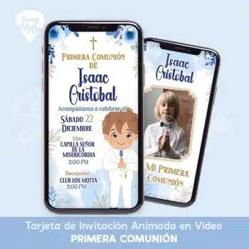 Servicio de personalización de video INVITACIÓN PRIMERA COMUNIÓN NIÑO