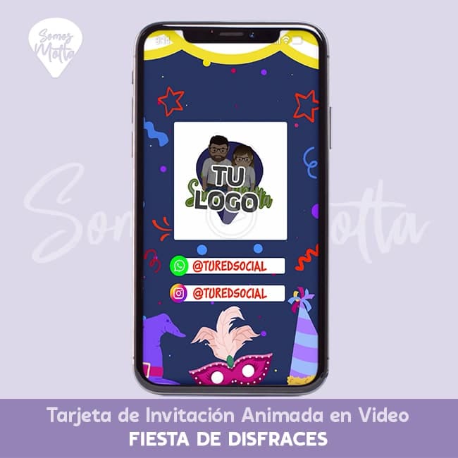 Servicio de personalización de video Tarjeta de Invitacion Fiesta de Disfraces Somosmotta