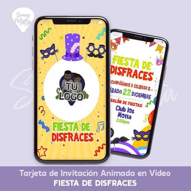 Servicio de personalización de video Tarjeta de Invitacion Fiesta de Disfraces Somosmotta