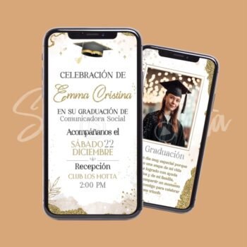 Video Invitación Graduación Elegante Blanca