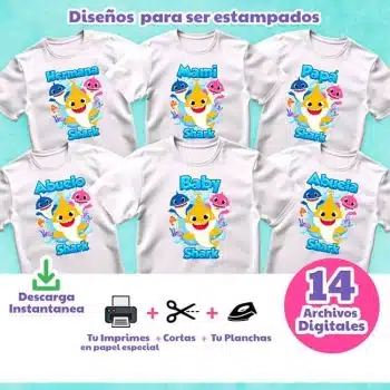 CAMISETAS BABY SHARK CUMPLEAÑOS PARA ESTAMPAR