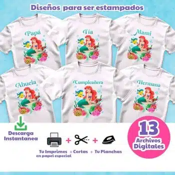 DISEÑOS DE CAMISETAS LA SIRENITA PARA ESTAMPAR