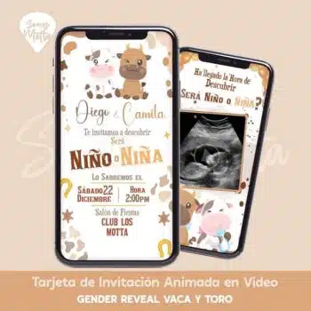 INVITACIÓN GENDER REVEAL VAQUITA Y TORITO