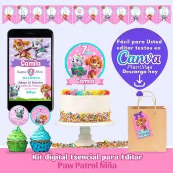 CUMPLEAÑOS PAW PATROL NIÑA KIT EDITABLE