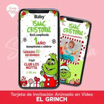 BABY GRINCH INVITACIÓN DE NAVIDAD