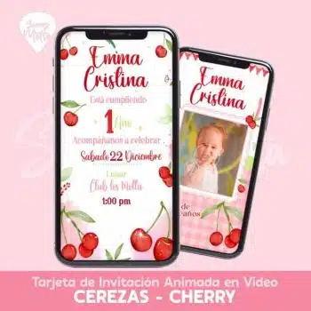 INVITACIÓN DE CUMPLEAÑOS DE CEREZAS CHERRY