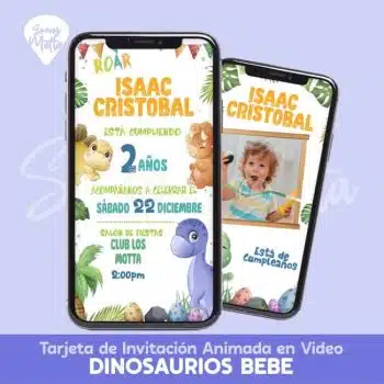 INVITACIÓN DE CUMPLEAÑOS DE DINOSAURIO BEBE