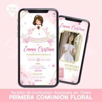 INVITACIÓN PRIMERA COMUNIÓN FLORES DE CEREZO