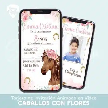 VIDEO INVITACIÓN CABALLOS CON FLORES ROSADAS