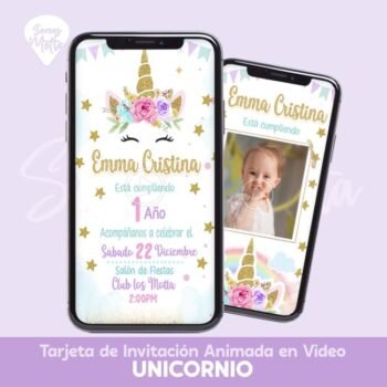 INVITACIÓN DIGITAL ANIMADA DE UNICORNIO