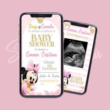 Invitación Animada Baby Shower de Minnie Mouse