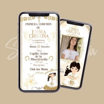 Invitación Digital Elegante Primera Comunión Charrita