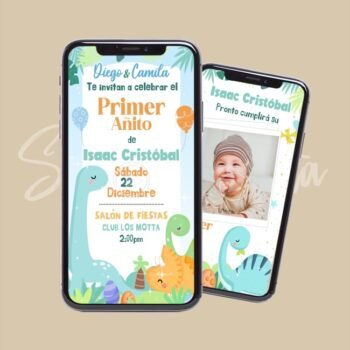 Video Invitación Animada Primer Añito Dinosaurios