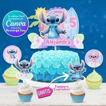 Cake Topper de Stitch para Editar